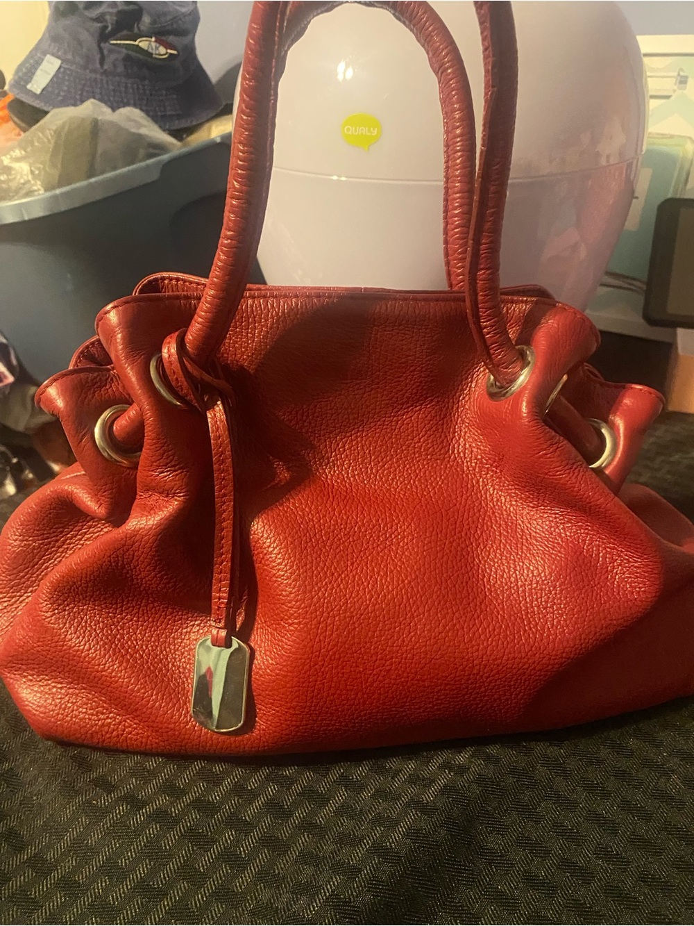 furla red Slouch tote handbag 12x11x6” Euc